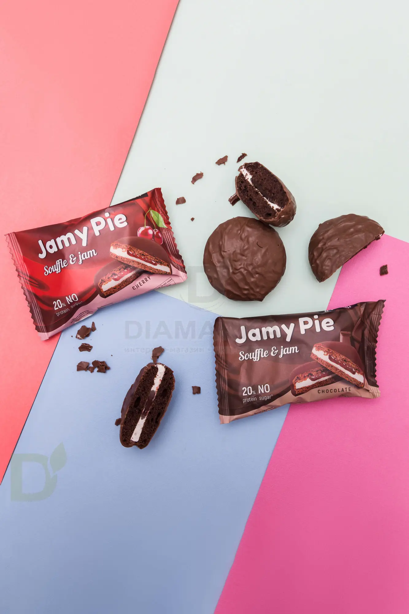 Печенье Ё/батон Jamy Pie протеиновое с суфле и джемом Апельсин 60гр