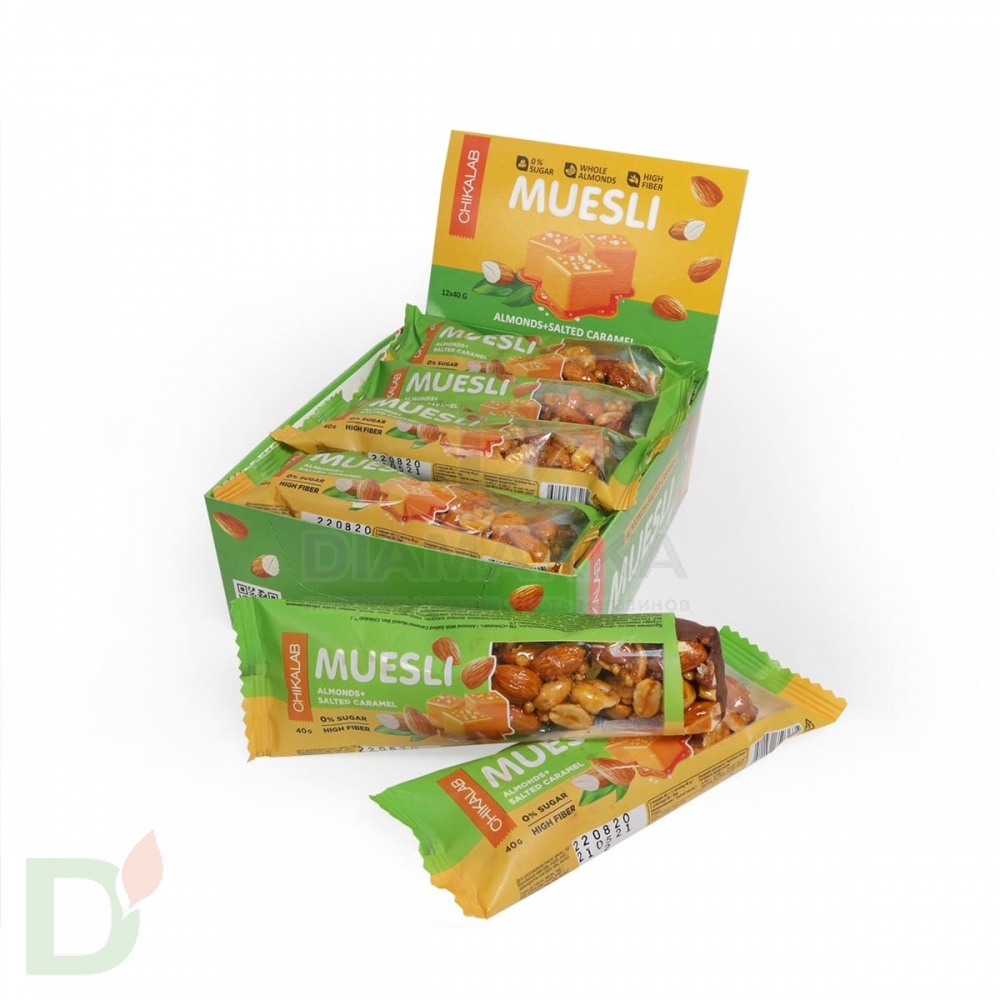 Батончик мюсли CHIKALAB миндальный с соленой карамелью 40 гр.