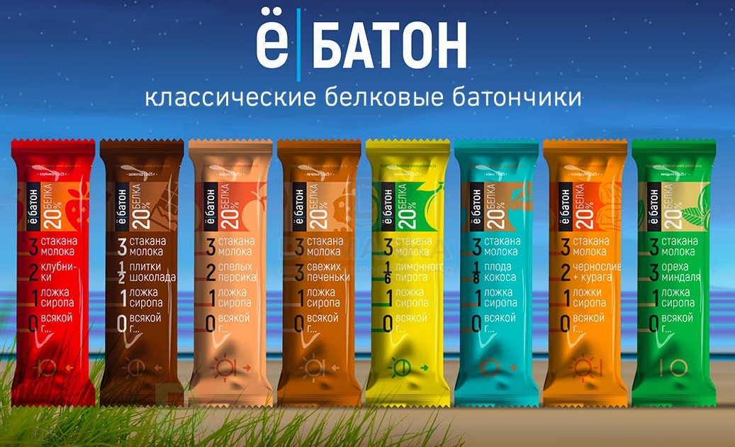 Батончик протеиновый Ё/батон Клубника в шоколадной глазури 50гр
