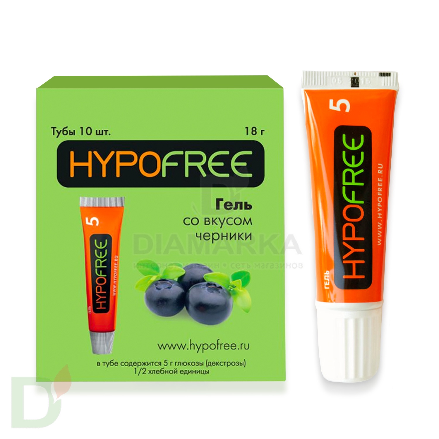 Гель HYPOFREE 0,5 ХЕ Черника, упак. 10 туб