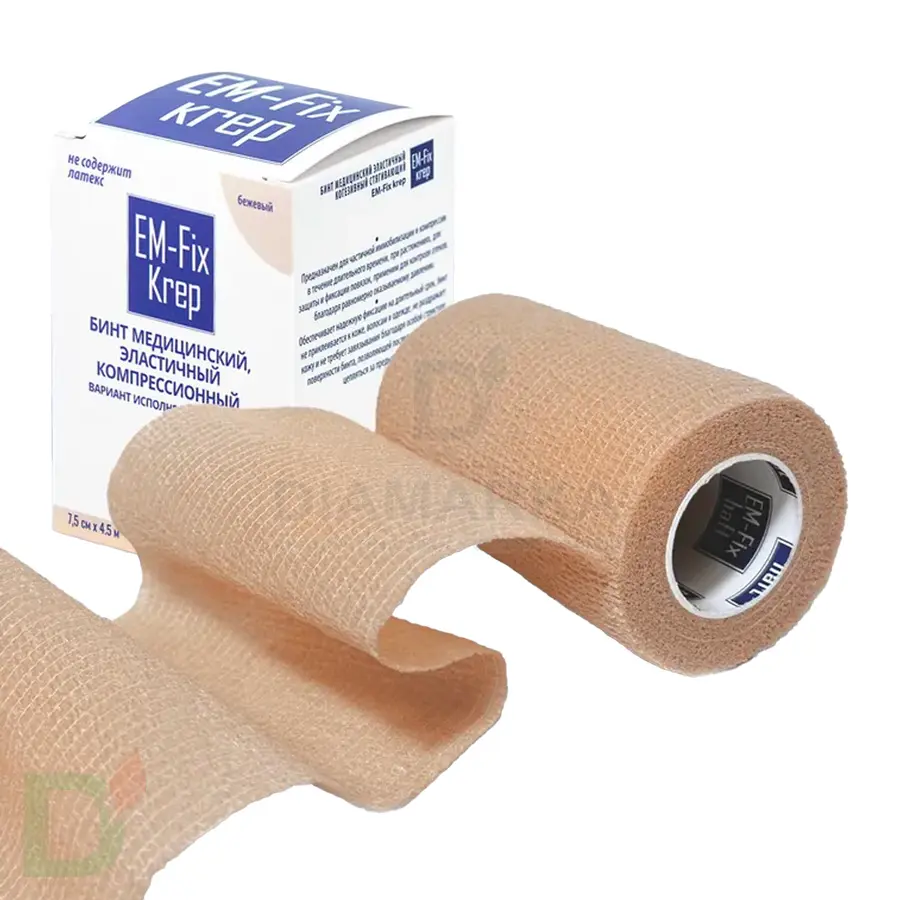 Бинт эластичный когезивный EM-Fix krep бежевый, 7,5 см х 4,5 м в интернет-магазине