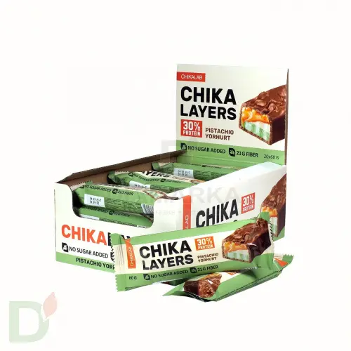 Батончик протеиновый CHIKA LAYERS глазированный Фисташковый йогурт, 60гр.