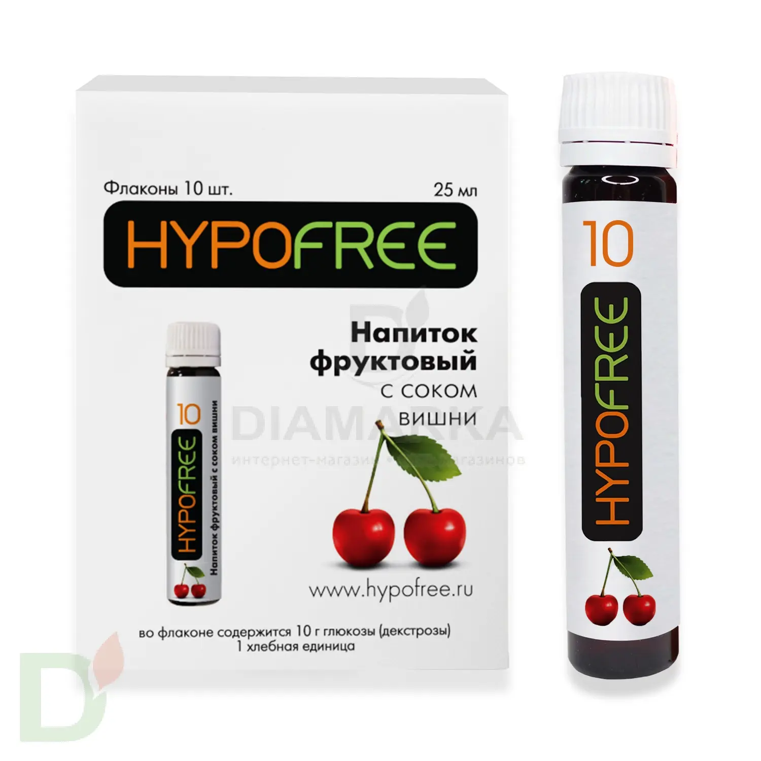 Напиток фруктовый HYPOFREE,(1ХЕ) Вишня, упак. 10 туб