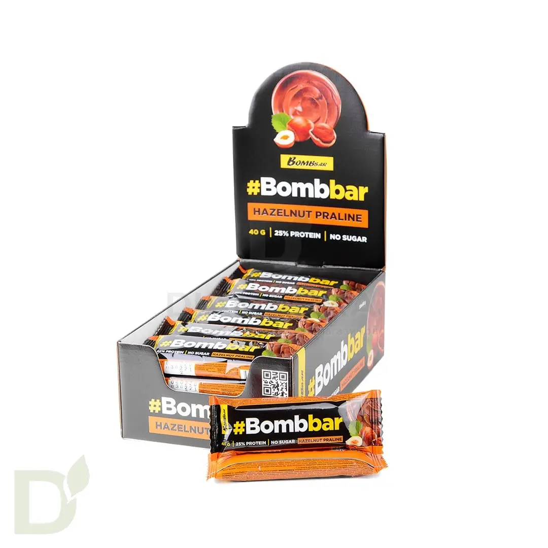 Батончик BOMBBAR глазированный Фундучное пралине 40гр.